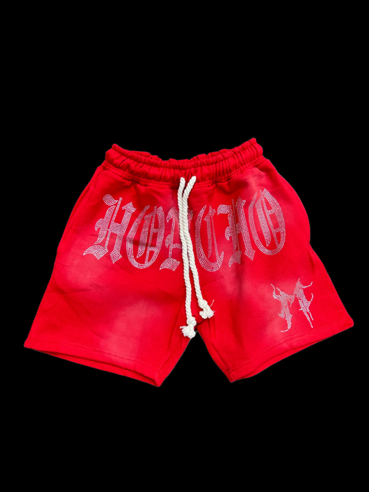 Red "Shine through The Dark" Mesh Shorts